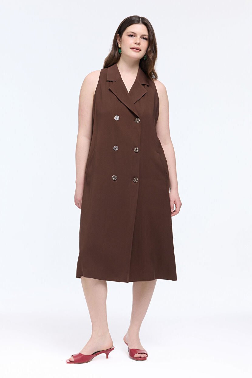 Brown Sleeveless Wrap Dress 124L9871000-010 | Love My Body