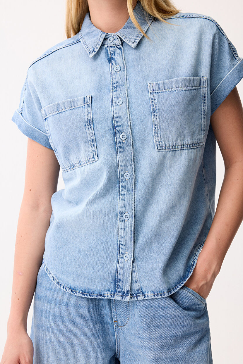 Mavi Denim Kısa Kollu Gömlek 130LO027000-003 | Love My Body