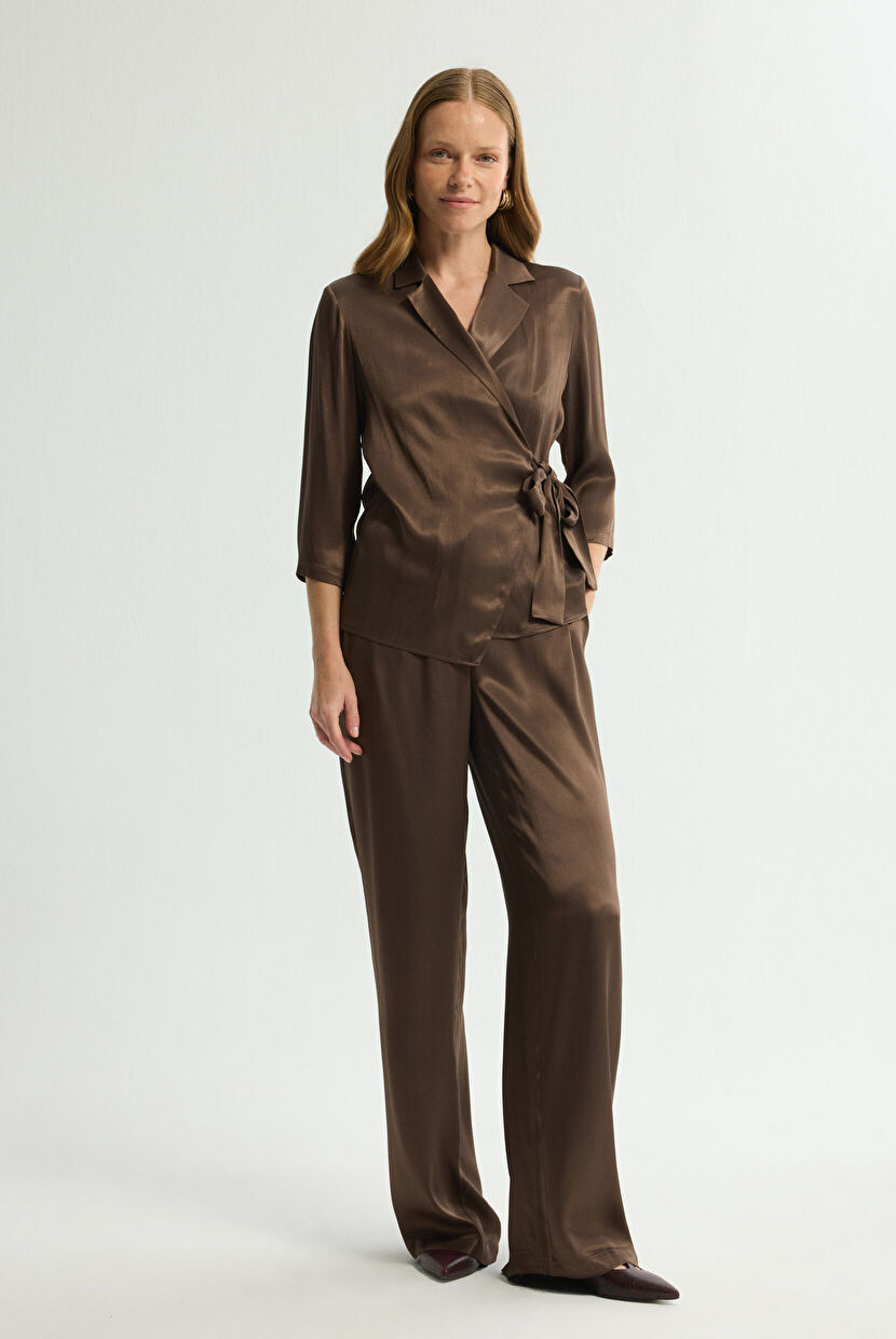 Brown Wide Leg Pocket Trousers 153L7821018-010 | Love My Body