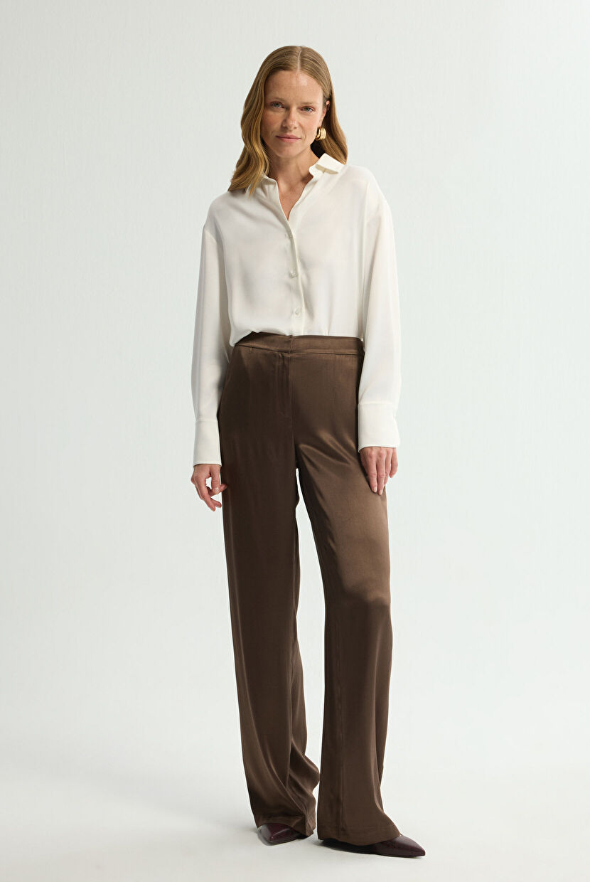 Brown Wide Leg Pocket Trousers 153L7821018-010 | Love My Body