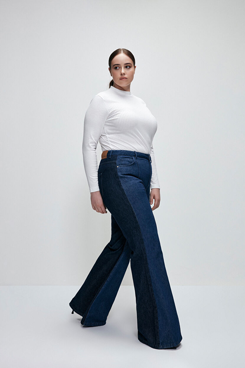 Navy Blue Flare Jean Pants 153L8830000-018 | Love My Body