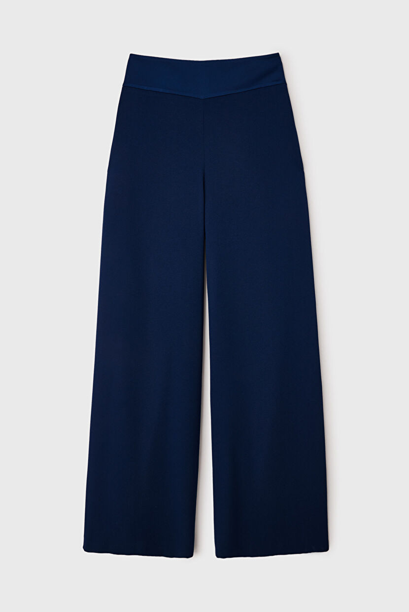 Navy Blue Wide Leg Trousers 153L9081001-018 | Love My Body