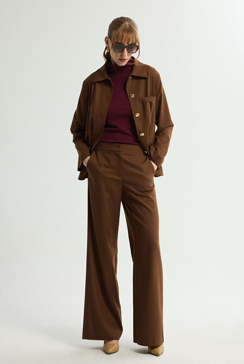 Kahverengi Geniş Paça Pantolon 153L9666000-010 | Love My Body